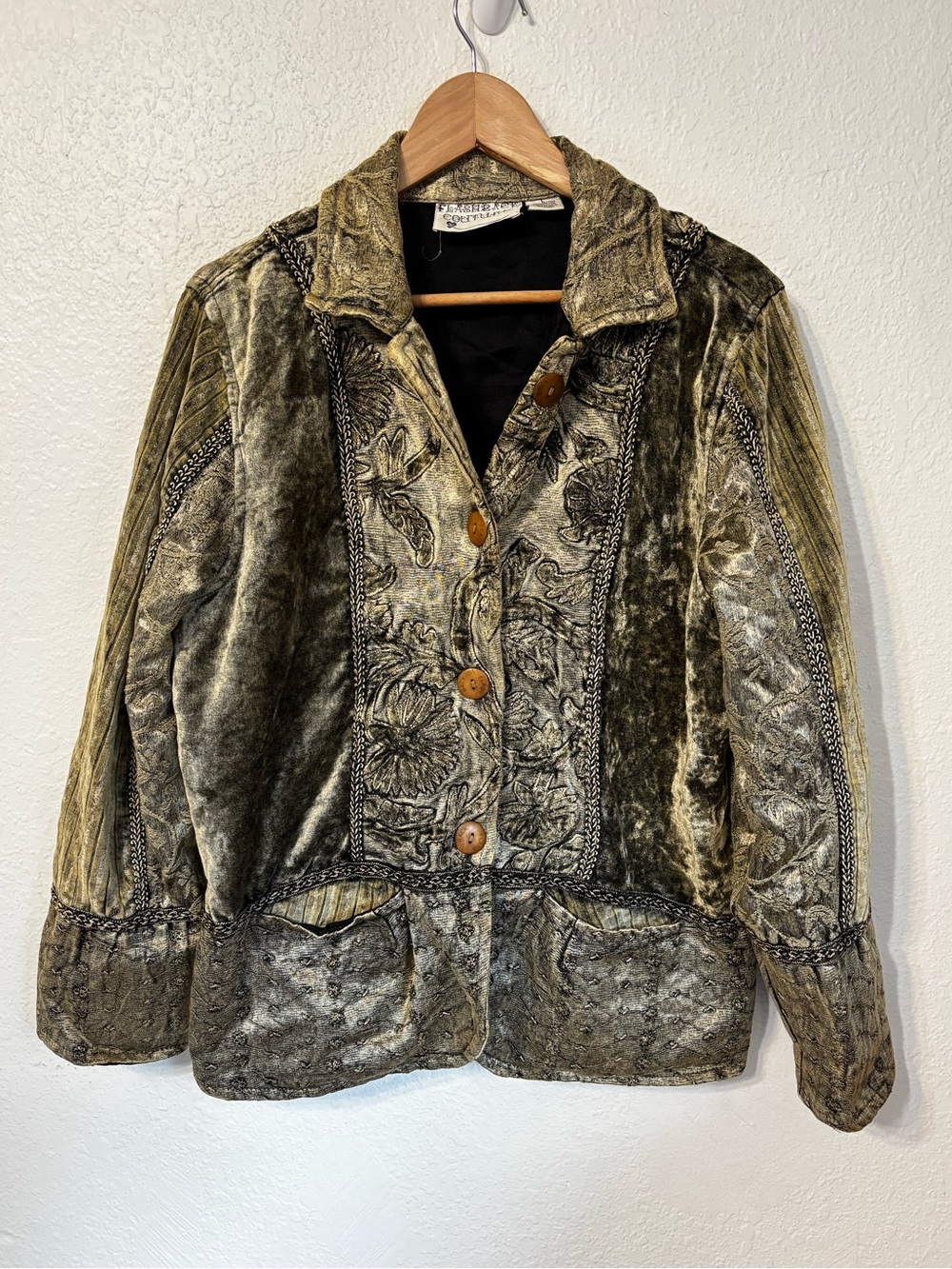 Vintage Flashback Couture Velvet Patchwork Embroidered Boho Jacket Large